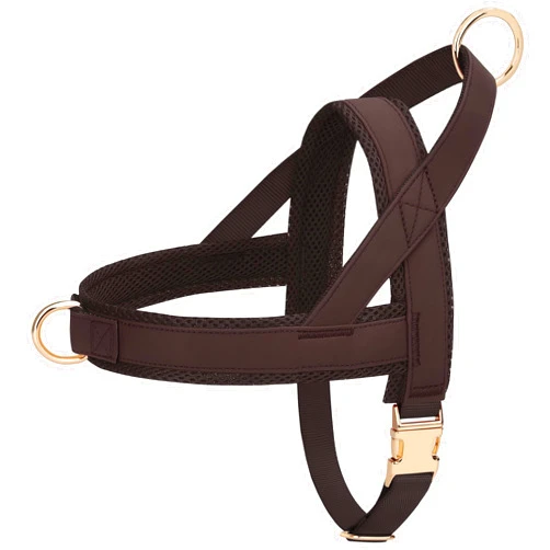 PET ARTIST No Pull Dog Harness, Soft Padded PU Leather Step in Dog Harness with Quick Release Metal Buckle, Adjustable Quick Fit Pet Strap Vest Harnesses for Medium Dogs Walking Training,Chest 22-27