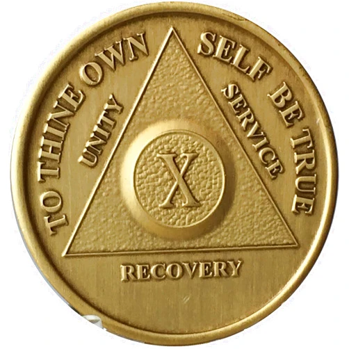 Medt 10 Year Bronze AA Recovery Medallion / Coin – Anniversary or Birthday Medallions / Coins / Tokens / Chips / Commemorative