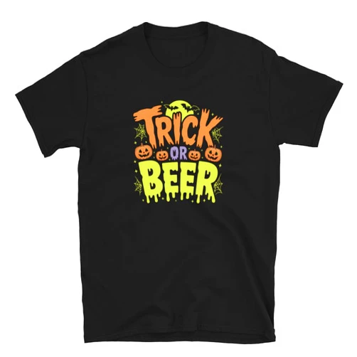 ThaLi Funny Halloween T-Shirt for Beer Lovers – Trick or Beer Costume Shirt for Men & Women – Spooky Party Tee