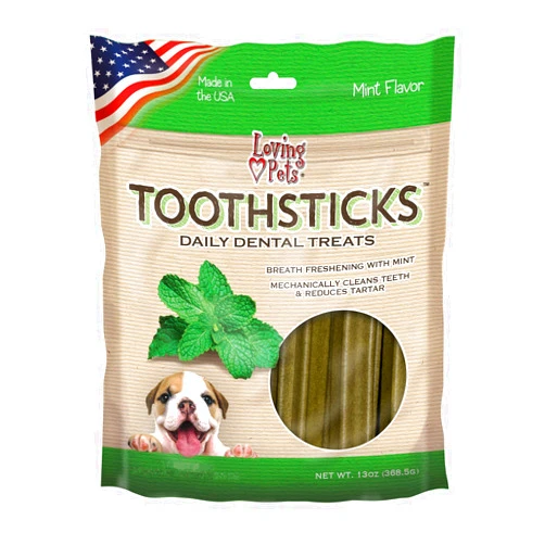 Loving Pets Toothsticks – Fresh Mint Dental Sticks for Dogs (for Medium/Large Dogs 20-100+ lbs)