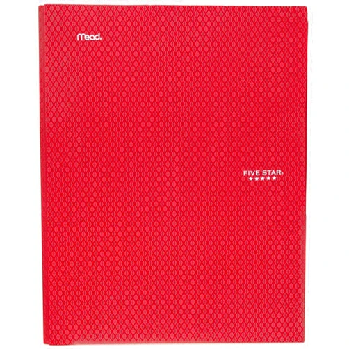 Five Star Two Pocket Folder with Prongs (Plastic, Red)