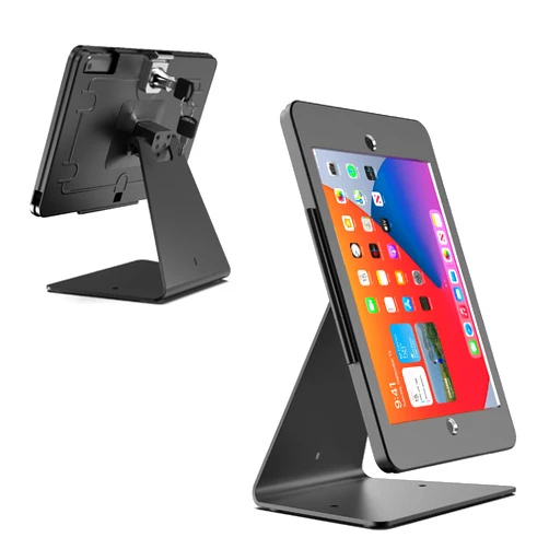 DDSHOW Desktop Anti-Theft Security Kiosk Stand Holder Enclosure for iPad 10.2-Inch (9th Gen.2021,8th Gen.2020,7th Gen.2019),with Lock and Key,Flip &360°Rotating Horizontal or Vertical Design(Black)