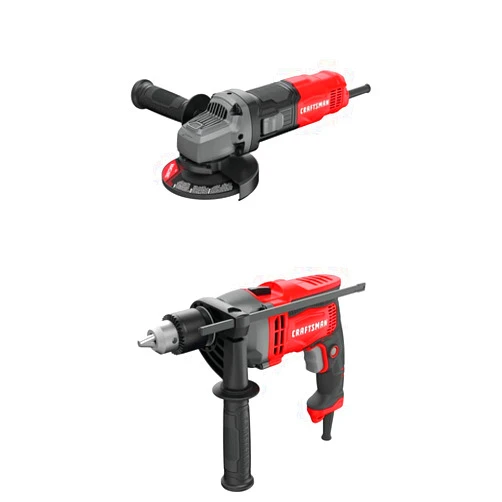 CRAFTSMAN Small Angle Grinder Tool, 4-1/2-Inch, 6-Amp with Drill/Driver, 7-Amp, 1/2-Inch (CMEG100 & CMED741)