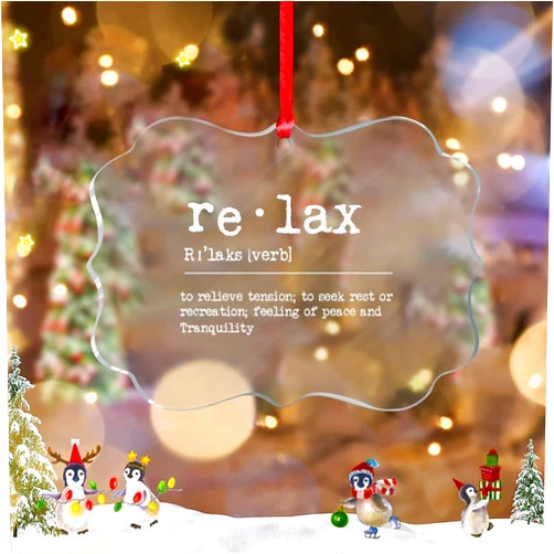 DOREENABE Relax Definition Typography Christmas Tree Ornaments Relax Definitions Personalized Christmas Ornaments 2023 Clear Acrylic Hanging Ornaments Holiday Christmas Keepsake New Year Gifts