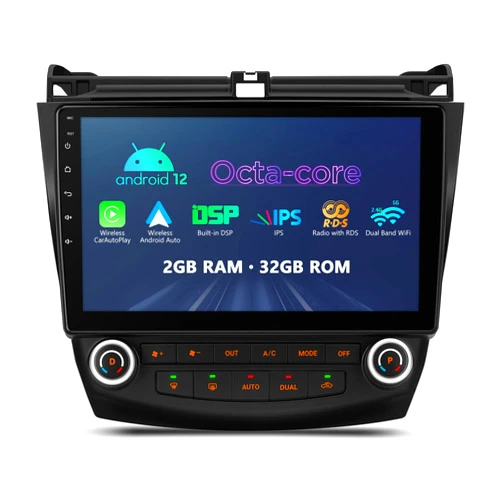 XTRONS Android 12 Car Radio for 2003-2007 Honda Accord, 10.1 Inch IPS Touch Screen Octa Core Car Stereo Head Unit Built-in DSP GPS Navigation Car Play Android Auto