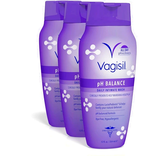 Vagisil Feminine Wash for Intimate Area Hygiene, pH Balance, Gynecologist Tested, Hypoallergenic, 12 oz, (Pack of 3)