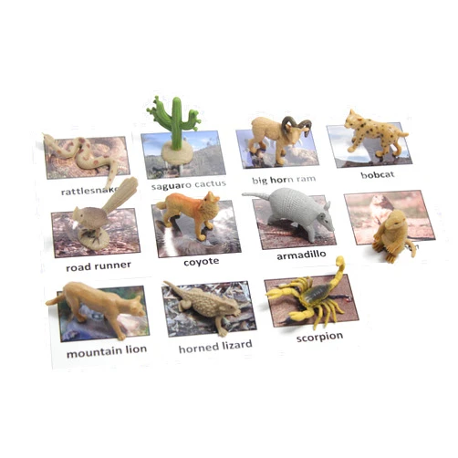 Curious Minds Busy Bags Montessori Desert Animal Match Cards and Figurines. Nomenclature Science Work
