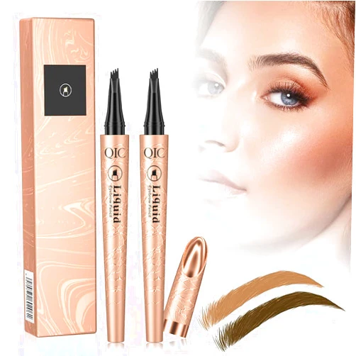 Skynest 2 Pcs Magic Eyebrow Pencil Eyebrow Microblading Pen,Eye Makeup Eyebrow Pen Micro 4 Point Brow Pen Lift & Snatch Eyebrow Microblading Pen Creates Natural Looking Brows,Light & Dark Brown