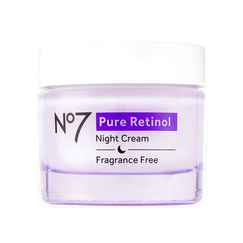No.7 No7 Pure Retinol Night Cream - Anti Aging Night Cream with Collagen Peptides to Reduce Fine Lines and Wrinkles - Fragrance Free Retinol Cream for All Skin Types (1.69 fl oz)