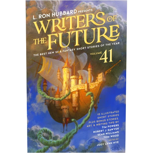 L. Ron Hubbard,Jody Lynn Nye,Tim Powers,Robert J. Sawyer,Sean Williams,Tom Wood,Seth Atwater Jr.,Randyn C. J. Bartholomew,Barlow Crassmont,Andrew Jackson,Ian Keith,Robert F. Lowell,Patrick MacPhee,Lauren McGuire,T.R. Naus,Joel C. Scoberg,Sandra Skalski,Jefferson Snow,Craig Elliott,John Barlow,Cam Collins,Haileigh Enriquez,CL Fors,Dwayne Harris,David Hoffrichter,Gigi Hooper,HeatherAnne Lee,Marianna Mester,Daniel Montifar,Breanda Petsch,Jordan Smajstrla,Tremani Sutcliffe L. Ron Hubbard Presents Writers of the Future Volume 41: The Best New SF & Fantasy of the Year
