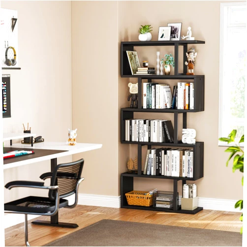YITAHOME Tall Bookshelf Modern Book Shelf 6 Tier Bookcase, Open Display Storage Rack Shelves for Living Room/Bedroom/Home/Office/Kitchen, Black