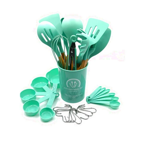 The Epicurean Cook Epicurean Cook Silicone Kitchen Utensil Set - 34 Piece Non-Toxic, Non-Stick Cooking Utensils - Heat-Resistant, BPA-Free, Durable Kitchen Tools - Ideal for Baking, Frying, Mixing (GREEN)