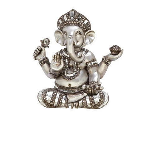 Deco 79 Polystone Ganesh Decorative Sculpture Meditating Home Decor Statue with Engraved Carvings and Relief Detailing, Accent Figurine 11