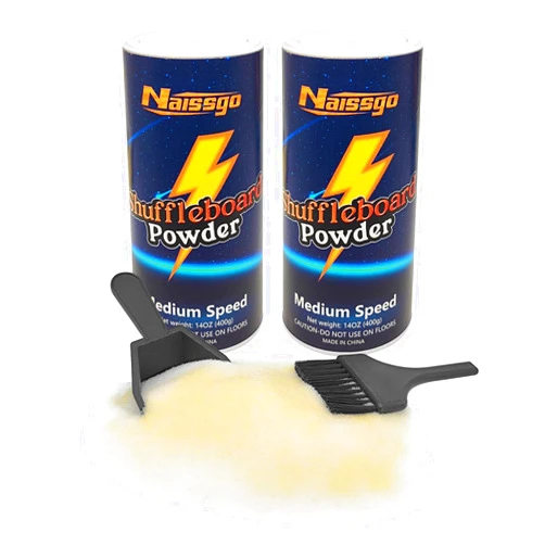 Naissgo Shuffleboard Sand Wax Shuffleboard Powder Set with Mini Dustpan & Broom，2 Cans(2×14 oz)