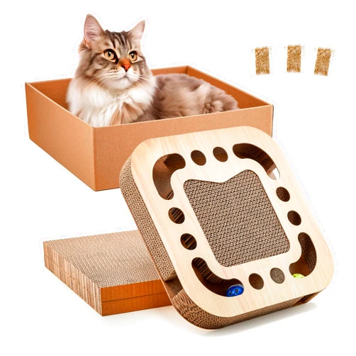 AntNest Cat Scratching Pads with Box, Cat Cardboard Scratcher Pad Scratching Post Easy for Cat Cardboard,Cats Scratch, Cat Scratcher Pad Indoor Toy for Medium/Small Cats (Square03)