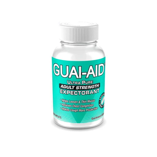 GUAI-AID 100 600mg Guaifenesin Caplets “for All-Day Everyday Mucus Relief” Controls phlegm, Cough, Chest Congestion, colds & flu.