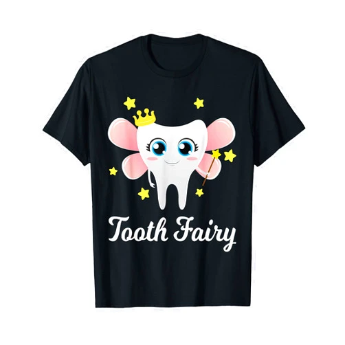 Funny Halloween Shirts Lazy Costume Party Tooth Fairy Shirt Funny Halloween Costume Gift Dentist Girl T-Shirt