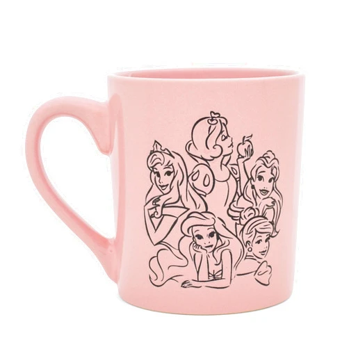 Silver Buffalo Disney Princess Pink Wax-Resist Ceramic Mug | Coffee Cup For Tea, Espresso, Cocoa | Holds 14 Ounces