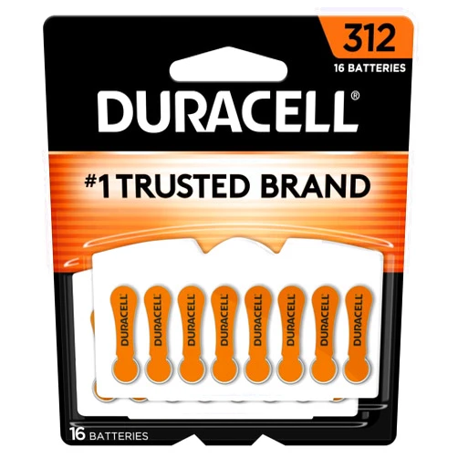 By DURACELL Duracell DA312B16ZM09 Button Cell Hearing Aid Battery #312, 16/Pk
