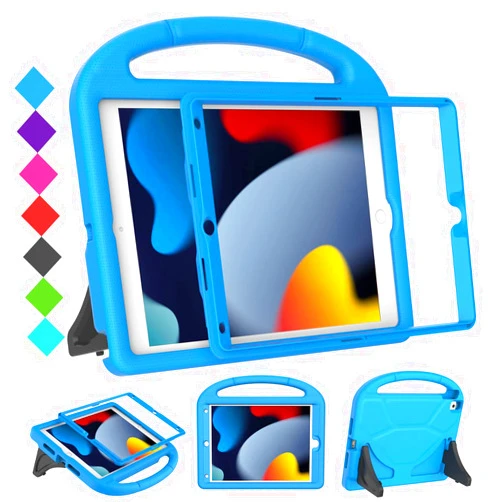 SUPLIK Kids Case for iPad 9th/8th/7th Generation - iPad 10.2 inch 2021/2020/2019 Case with Built-in Screen Protector, Durable Shockproof Handle Stand Kids Case for Apple iPad 7/8/9 Gen, Blue