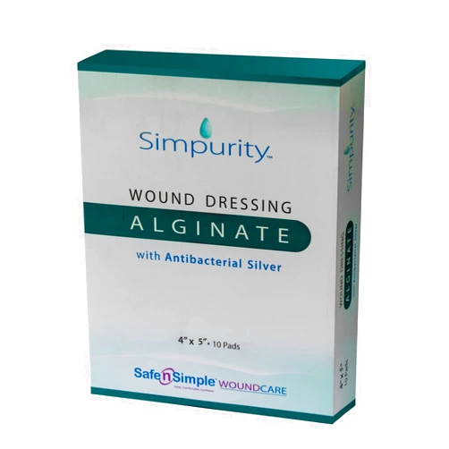 Simpurity Alginate Wound Dressing First Aid with Antimicrobial Silver, 4