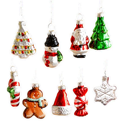 TITA-DONG 9Pcs Glass Vintage Christmas Ornaments, Hanging Christmas Tree Decorations, Traditional Red Green White Xmas Hanging Ball Ornaments for Holiday Xmas Party