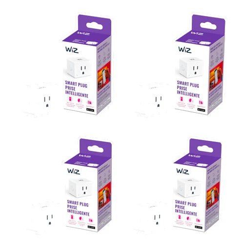 WiZ Connected - Smart Plug Gen 2 - Pack of 4 - Type B - Connects to Your Existing 2.4Ghz Wi-Fi - Control with Wiz Connected App - Works with Google Home, Alexa and Siri Shortcuts - No Hub Required
