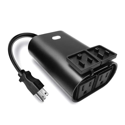 EVA LOGIK Z-Wave Dual Smart Outlet, Outdoor Zwave Smart Plug, Waterproof Dual On/Off Socket, Z Wave Hub Required, Built-in Repeater, Compatible with SmartThings, Wink, Alexa, Google Assistant