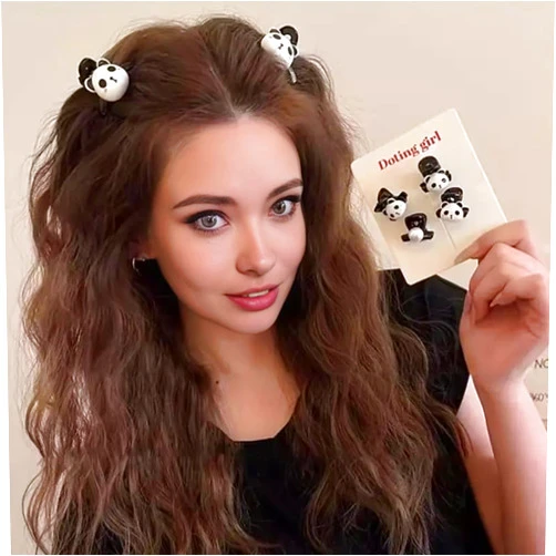 LIMORUNS Hair Clips with Panda on One Side, Pearl on the Other, Stylish Design for Mom and Daughter, Handcrafted Hair Claws, Hair Pins for Stylish Updos (2pcs big)