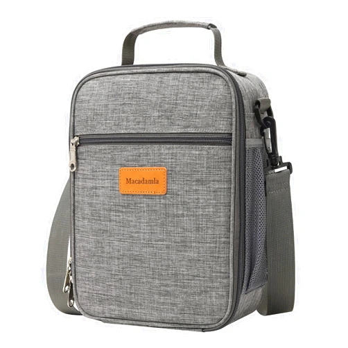 Macadamla Weinas Small Lunch Box for Women/Men,Insulated Lunch Bag Mini Cooler Bag for Adult,Portable Leakproof Lunchbox Lunch Bag Food Containers for Work Office Picnic Beach Grey