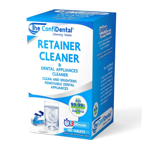 The ConfiDental Cleansing Tablets (120tablets) - 4 months supply. Retainer, Mouth Guard and Dental Appliances Cleaner. Keep your Dental Alliances Fresh and Clean like new.
