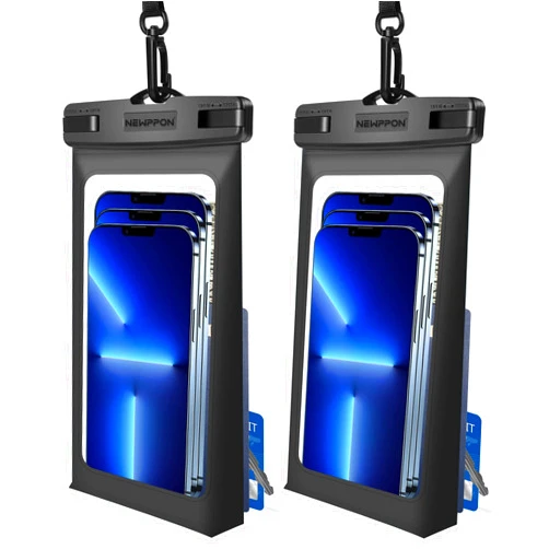 newppon Floating Large Waterproof Phone Case :2 Pack Float Underwater Cellphone Holder Protector - Universal Floatable Cell Water Proof Dry Bag Pouch for iPhone Samsung Galaxy for Fishing Travel Boat