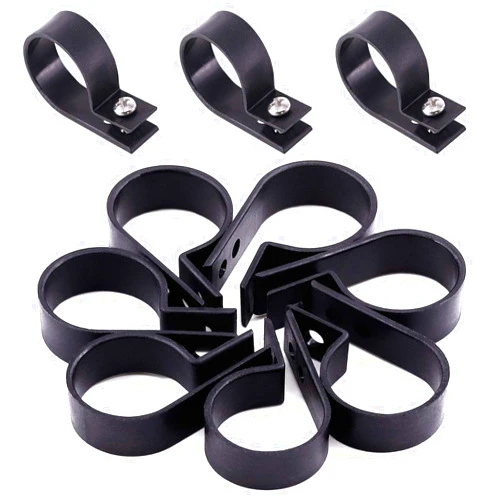 Hilitchi 60Pcs Plastic Cable Clamp R Type Screw Mounting Cord Fastener Cable Clips with Screws for Wire Management Cable Conduit (1inch, Black)