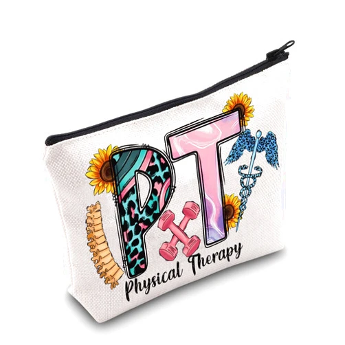 LEVLO Physical Therapy Zipper Pouch Bag Physical Therapist Appreciation Gift Physiotherapist Travel Pouch Bag PT Graduation Gift (PT)