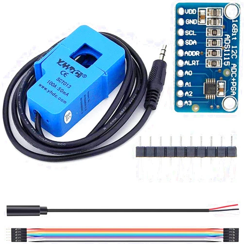 DAOKI SCT013 Split-core Current Transformer Non-invasive Sensor AC 100A 50MA Split Core with ADS1115 +Audio Cable Female+10PIN Male and Female Dupont Wire