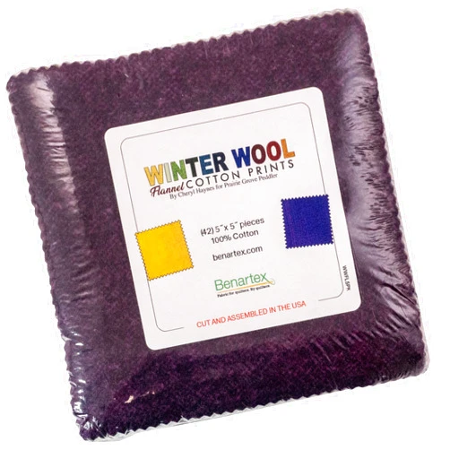 Benartex Cheryl Haynes Winter Wool Flannel 5X5 Pack 42 5-inch Squares Charm Pack Benartex
