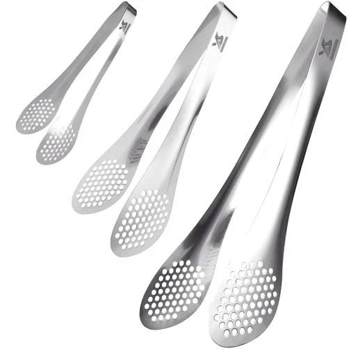 MSY BIGSUNNY Chef Kitchen Tongs Stainless Steel Food Serving Tongs Set Buffet tongs (silver 7