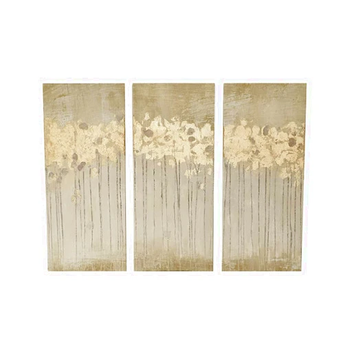 Madison Park Wall Art Living Room Decor - Embelished Gold Foil Triptych Canvas Home Accent Dining, Bathroom Decoration, Ready to Hang Painting for Bedroom, 15