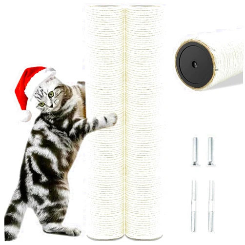 SIYIPURR Cat Scratching Post Replacement Pole，2 PCS 15.7in Cat Tree Replacement Post，Natural Sisal Cat Tree Replacement Parts with M8 Screws，Cat Scratch Post Replacement for Refurbishment (15.7in/40cm)