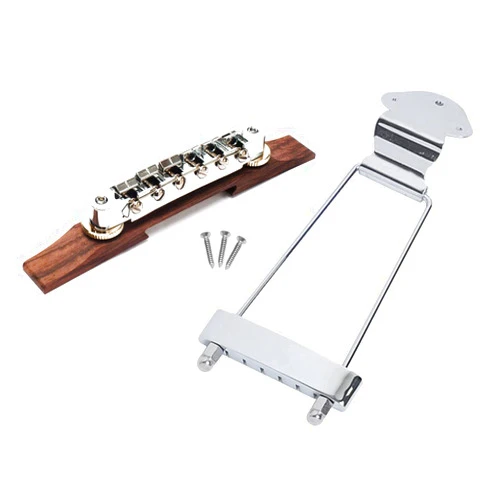 Jiayouy Archtop Guitar Bridge Rosewood 6 String Bridge & Tailpiece Trapeze for Jazz Archtop Electric Guitars Accessory 2Pcs