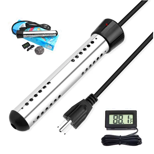 JESTOP Anti-scalding Bucket Heater, Electric Immersion Water Heater with Digital LCD Thermometer, Stainless Steel Guard Submersible Heater, Rapid Heating in Minutes