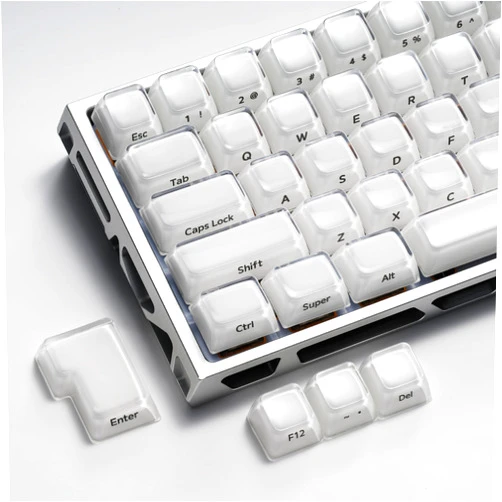 OHY XVX Lusterfly Jelly R2 MDA Profile Keycap Set, 122 Keys Double Shot PC+ABS Keycaps for MX Switches & ANSI Layout Mechanical Keyboards-White