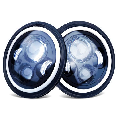 KASLIGHT 7 Inch Round Headlights DOT Approved Brighter Jeep LED Headlight Amber Halo Hi/Low Sealed Beam H6024 LED Headlight Compatible With Ford Chevy Miata Jeep Wrangler JK TJ LJ CJ Hummer H1 H2 etc