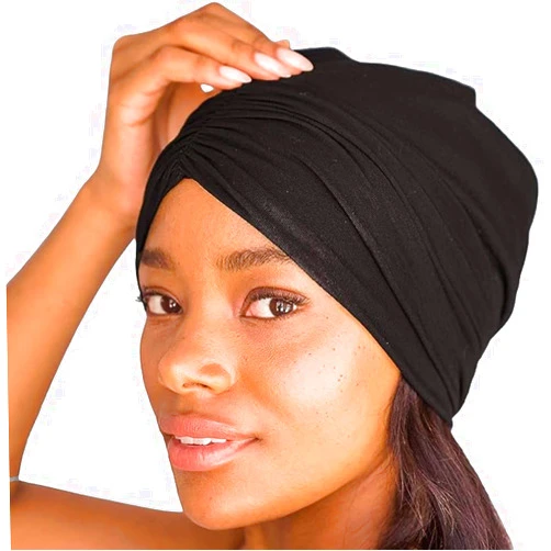 Kitsch Satin Lined Beanie - Silk Bonnet for Sleeping Women, Breathable Hair Cover for Sleeping, Stretchable Slouchy Beanie, Bonnets for Women, Hair Wrap, Reduce Breakage for Freez-Free Hairs - Black