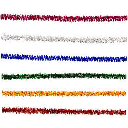 West Coast Paracord Chenille Stems – Fun Tinsel Pipe Cleaners for DIY Crafts, Art, Decorations – 12 inches by 6 millimeters - Pack of 25 (Multicolor)