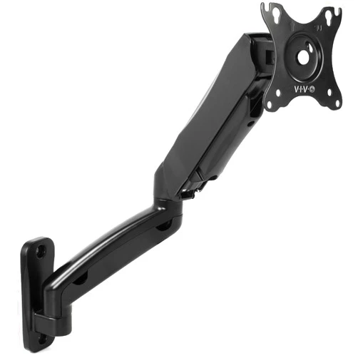 VIVO Single Monitor Wall Mount, Height Adjustable Pneumatic Extended Arm, Full Motion Articulating, Fits 17 to 32 inch Screen, Black, MOUNT-V001G