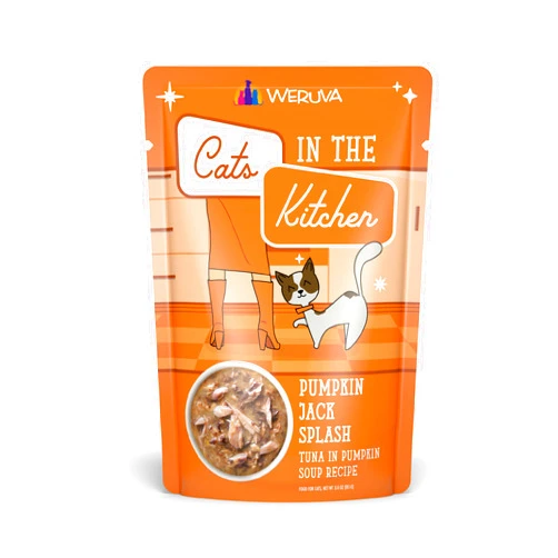 Weruva Cats in The Kitchen, Pumpkin Jack Splash with Tuna in Pumpkin Soup Cat Food, 3oz Pouch (Pack of 12)