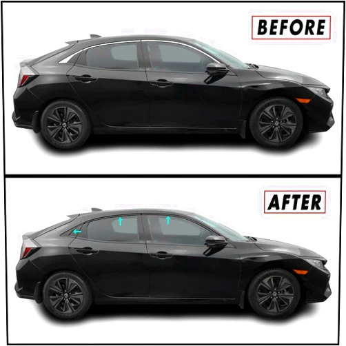 SlickMod Chrome Delete Blackout Vinyl Overlay for 2016-2021 Honda Civic Hatchback Window Trim (Satin Black)