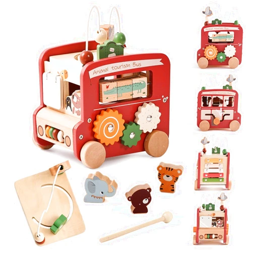 EERKEOD Wooden Activity Cubes for Toddlers Montessori Toys for Boys Girls Educational Learning Toys for Kids Wooden Toys for First Birthday Gift