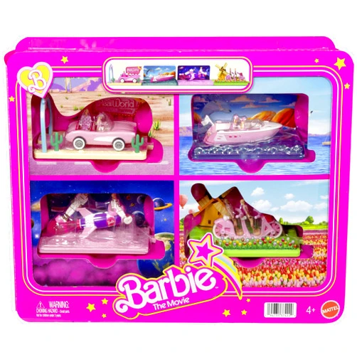 Barbie Mini Land Movie-Inspired Vehicle Collection, Includes 8 1.5-inch Dolls & 4 Vehicles Inspired by the Film